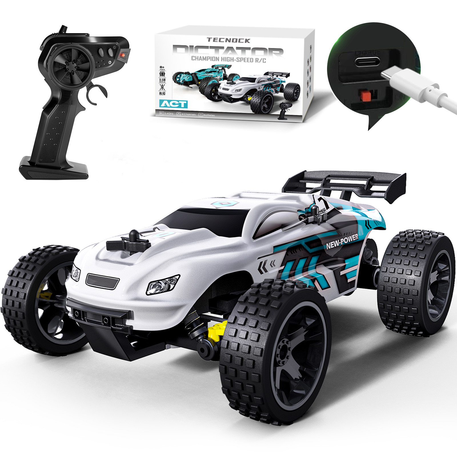 Kids Toys Under 50 - 大人&子供向け高速RCカー、20 KM/Hリモートコントロールカーおもちゃオフロードバギー（ライト付き）、2.4GHz RCレーシングカー、50分プレイ
