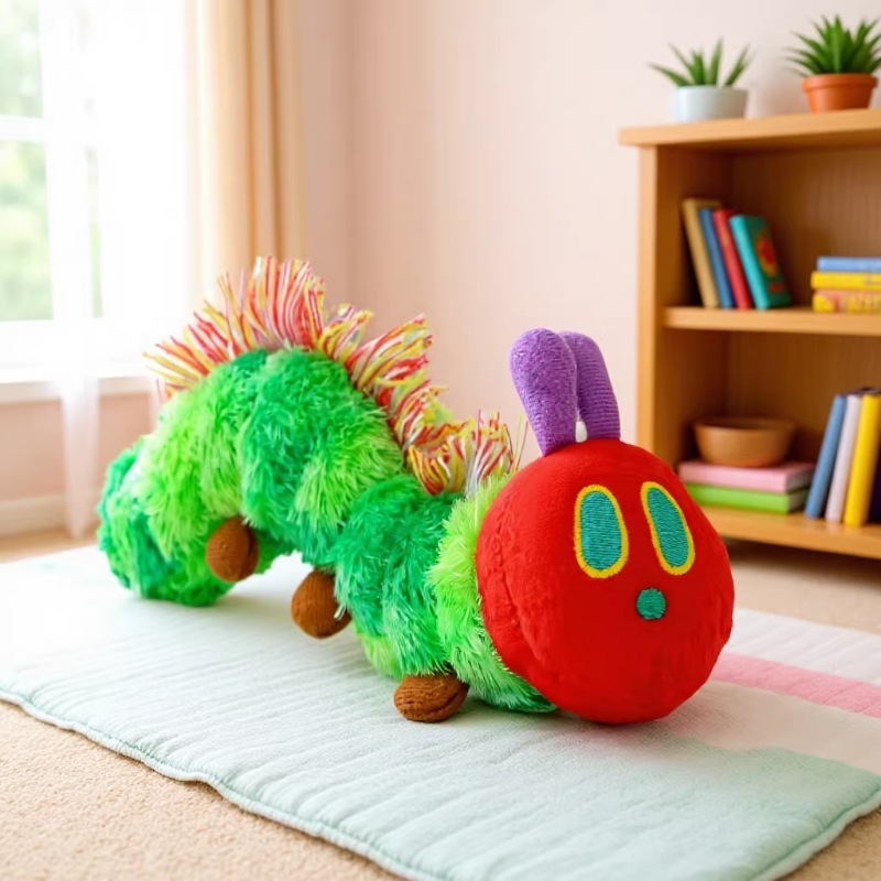Kids Toys Very - 緑色の綿で作られた毛虫のぬいぐるみ、とても可愛くてお腹を空かせているようなデザイン、子供向けの創造的なギフト、家の装飾に最適です。