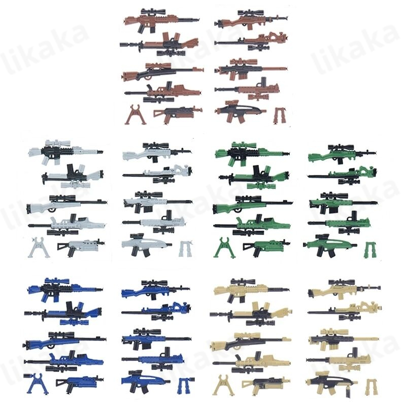 Kids Toys Under 50 - 50丁の銃を描いたペイントガンビルディングブロック、互換性のあるクラシックミリタリーガンブロックパーツ、MOCブリックおもちゃ、男の子、子供向けDIYおもちゃ