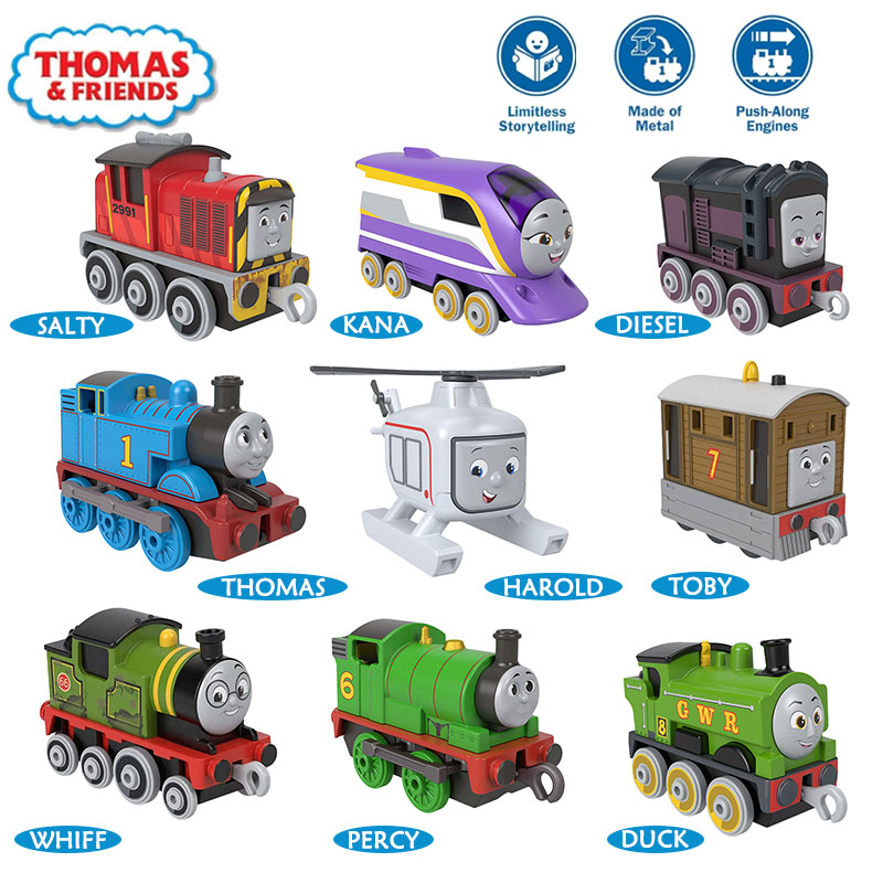 Kids Toys Play Thomas - トーマス＆フレンズ ダイキャストトレイン ニア・アシマ・ハロルド・サルティ、プッシュアロングコレクタブルプレイおもちゃ 3歳以上の子供向け、誕生日クリスマスギフト 1個