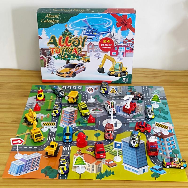 Kids Toys Xmas 2025 - 24個入り 車のおもちゃセット クリスマスアドベントカレンダー クリスマスカウントダウン 車のおもちゃ 2025年