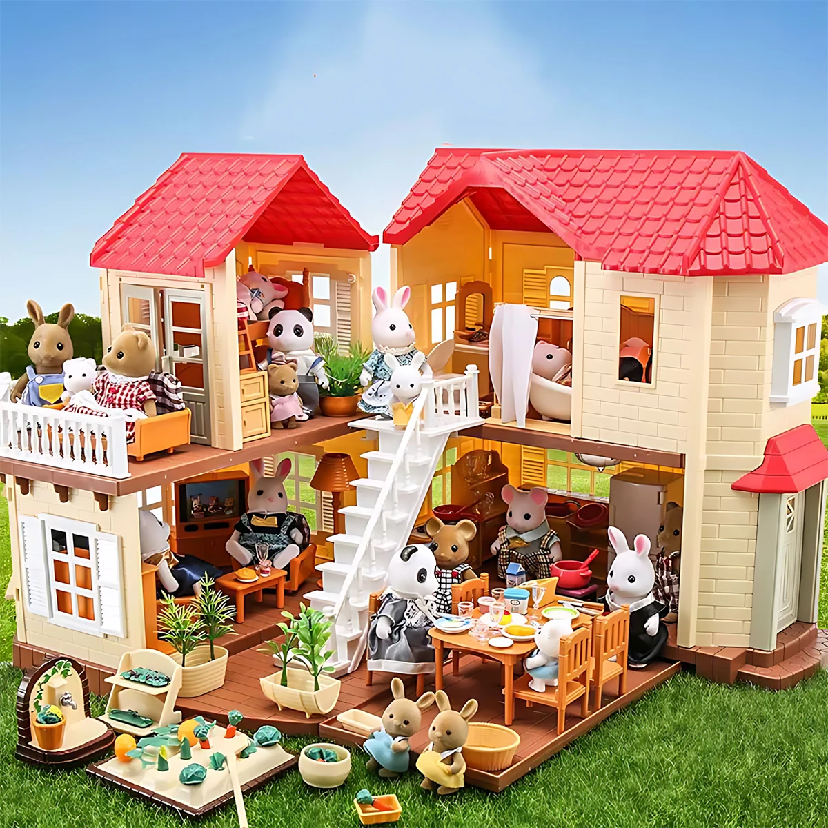 Dollhouse Furniture Set - ミニチュア家具 1:12 ドールハウスキッチンリビングルーム寝室セット DIY シーン人形遊び装飾女の子おもちゃの家誕生日ギフト