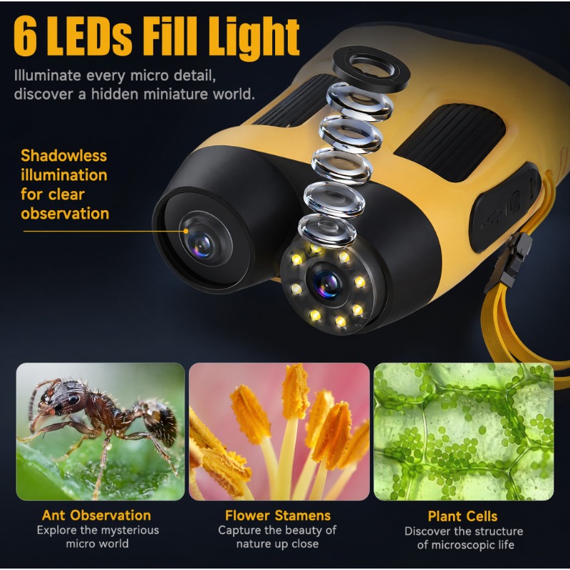 4K 1000X 顕微鏡カメラデジタル子供用長距離観察スクリ - Kids Toys Top View のレビューと価格