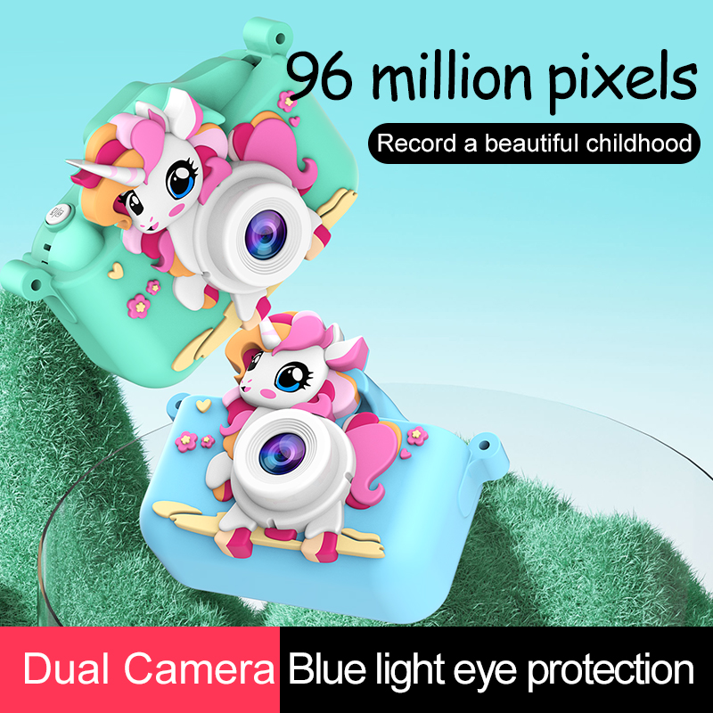 キッズカメラ漫画ユニコーンおもちゃ 1080P HD デュア - Kids Toys Top View のレビューと価格