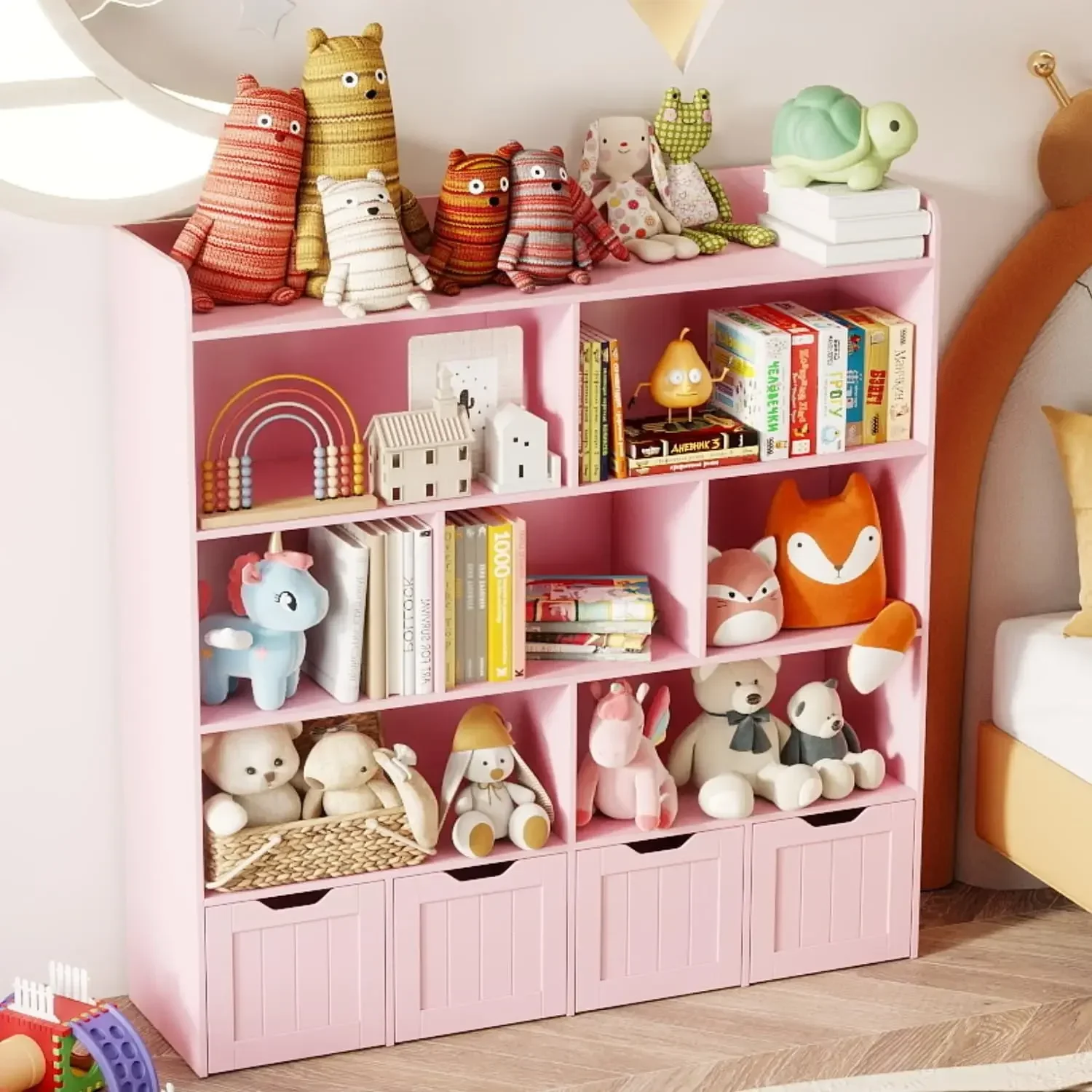 子供用おもちゃ収納キャビネット本棚、可動式引き出しとオープン - Kids Toys Drawers のレビューと価格