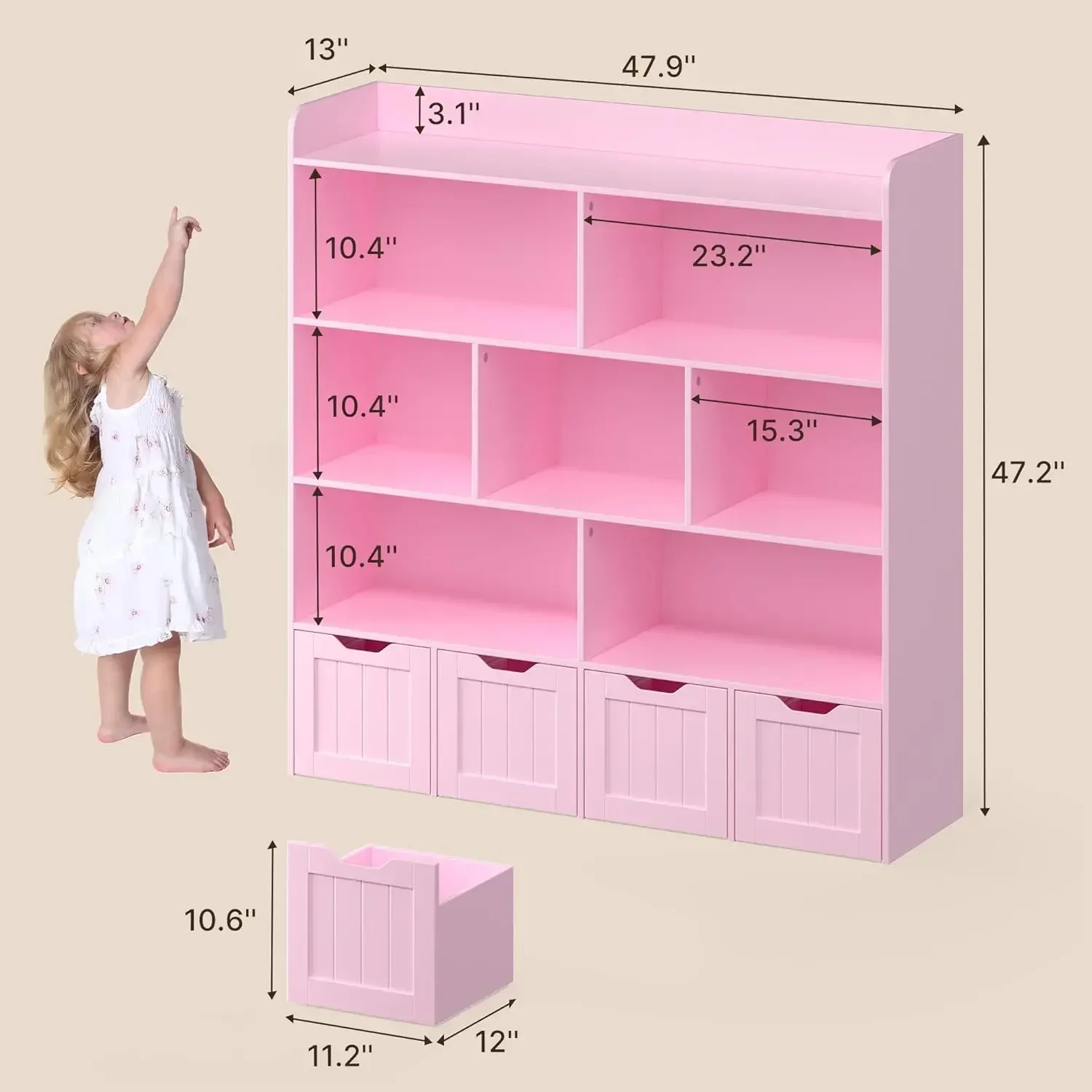 子供用おもちゃ収納キャビネット本棚、可動式引き出しとオープン - Kids Toys Drawers のレビューと価格