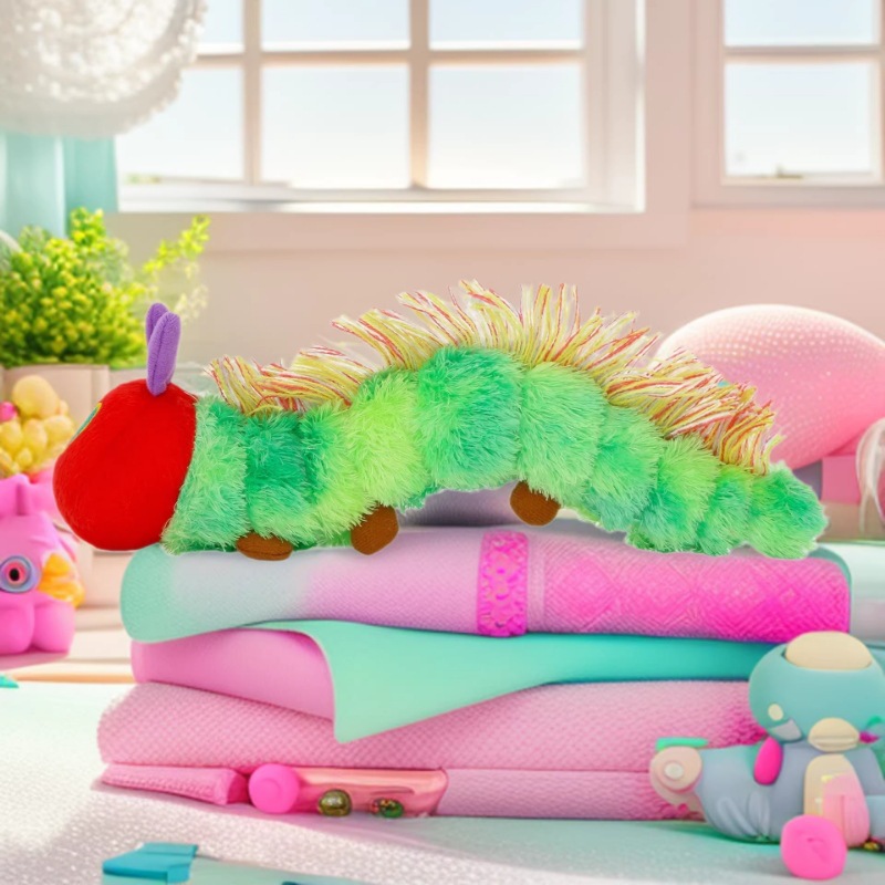 緑色の綿で作られた毛虫のぬいぐるみ、とても可愛くてお腹を空か - Kids Toys Very のレビューと価格