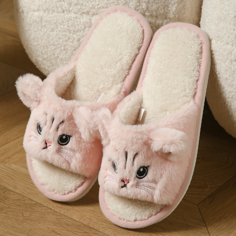 かわいい猫のぬいぐるみ風ビーチサンダル、男女兼用、暖かいふわ - Soft Plush Doll のレビューと価格