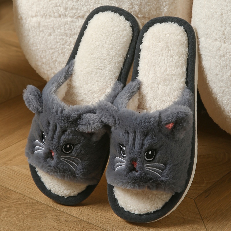 かわいい猫のぬいぐるみ風ビーチサンダル、男女兼用、暖かいふわ - Soft Plush Doll のレビューと価格