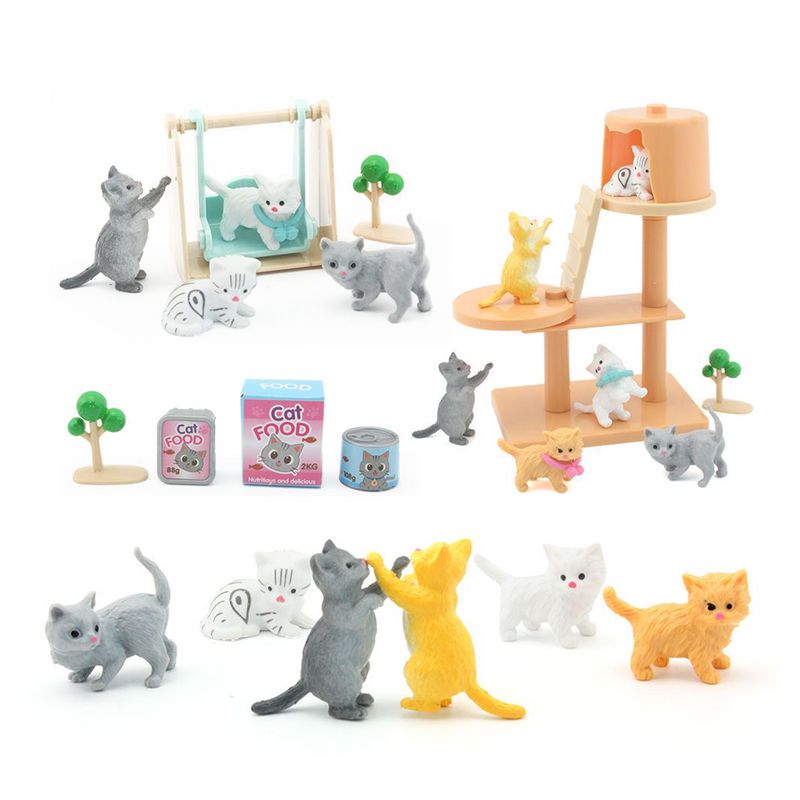 猫部分ペットセットかわいいアイテム子供のおもちゃミニチュアド - Dollhouse Furniture Set のレビューと価格