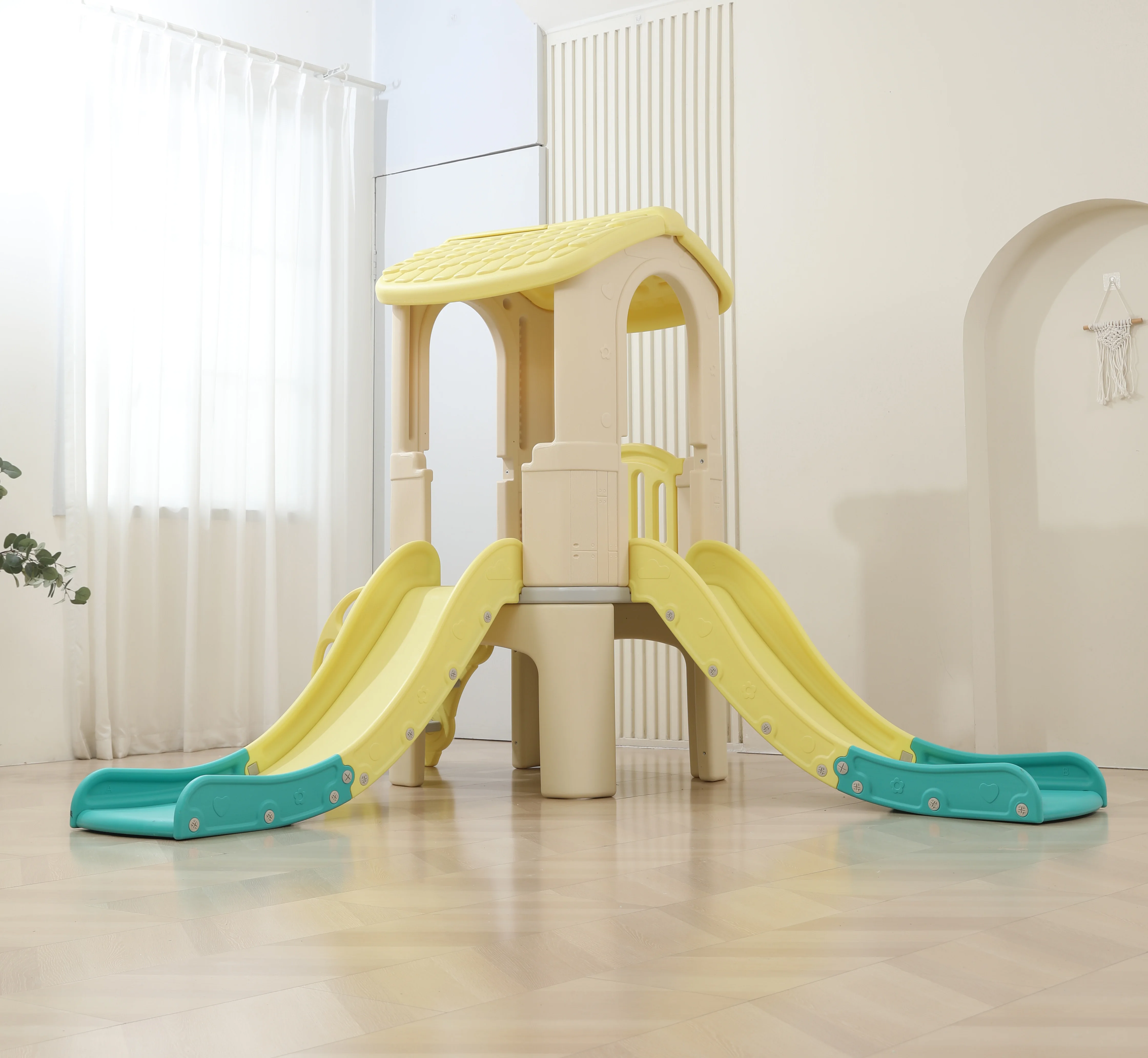 大型室内プレイハウス、子供用ダブルスライド、家庭用クライミン - Kids Toys Mall のレビューと価格