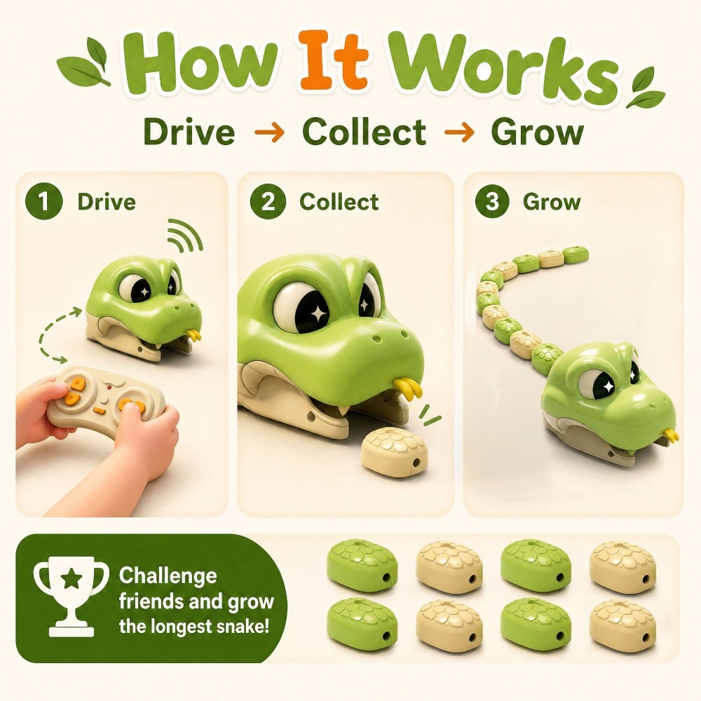 リモコン操作のグリーディスネーク磁気アタッチメント玩具、2人 - Kids Toys Remote Car のレビューと価格