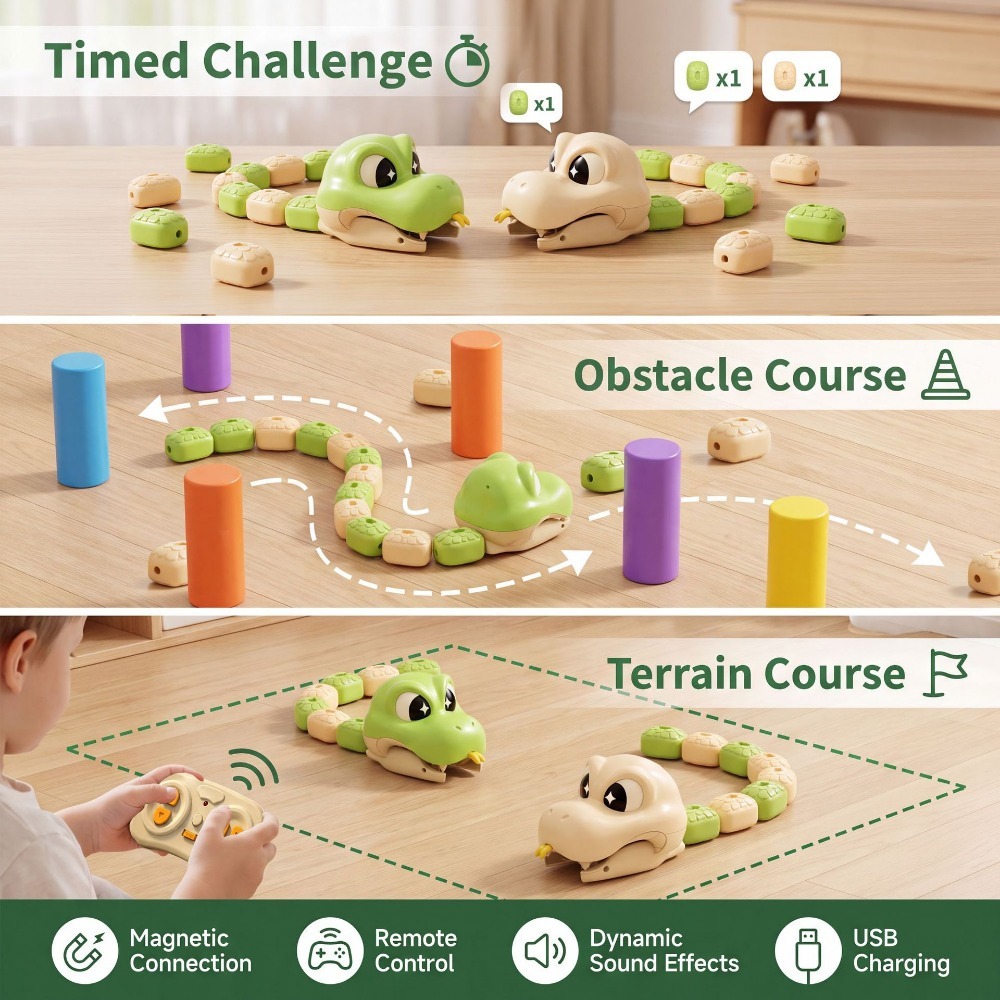 リモコン操作のグリーディスネーク磁気アタッチメント玩具、2人 - Kids Toys Remote Car のレビューと価格