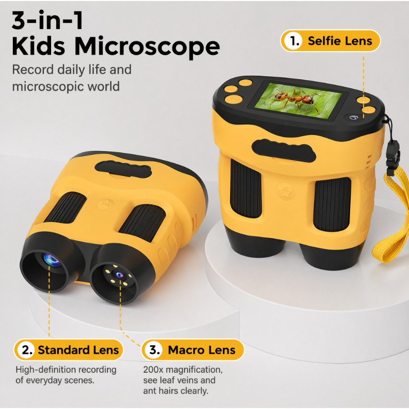 顕微鏡カメラ 4K 1000X デジタル 子供用 長距離観察 - Kids Toys Top View のレビューと価格